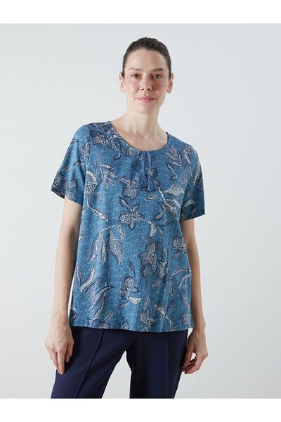 LC Waikiki Lcw Grace Tie Neck Patterned Blouse