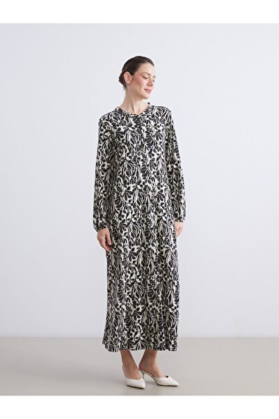 LC Waikiki LCW Grace Bisiklet Yaka Desenli A Kesim Elbise