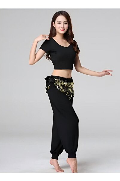 Generic Belly Dance Costume Belt Hip Scarf Tassel Hip Skirt Waist Chain Performance Black