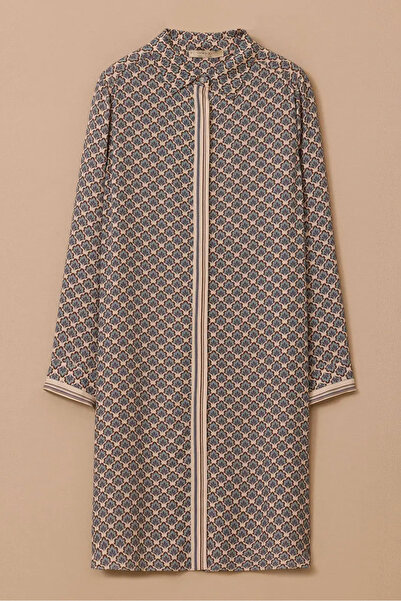 Galaxie Women's Plus Size Patterned Long Tunic - Blue