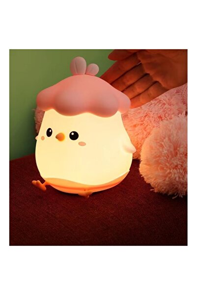 Flippy Kids Night Light — Silicone Touch Sensor, Chick Design, Warm USB-Rechargeable 800mAh, Pink