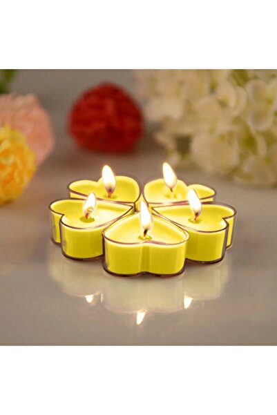 Flippy Set of 9 Heart-Shaped Scented Candles, Citrus, 3.5-4 h, Paraffin, 4x2 cm, Yellow