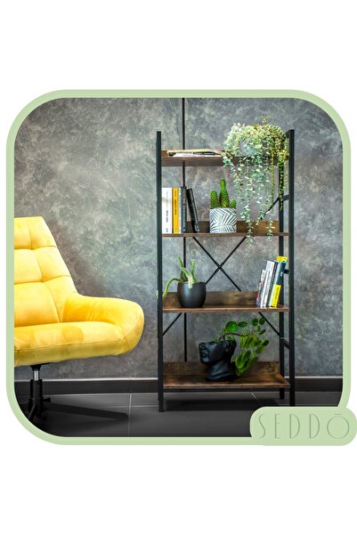 Other Metal Screw-On Wooden Bookcase for Books, Toys, Shoes, Loft Black Brown