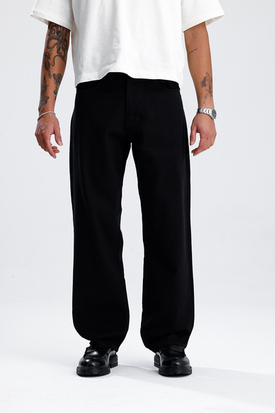 ATE STUDIOS Relaxed Fit Düz Siyah Kot Pantolon