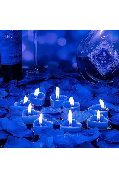 Flippy Set of 9 Scented Heart Candles, Tropical Fragrance, 4 x 2 cm, Blue