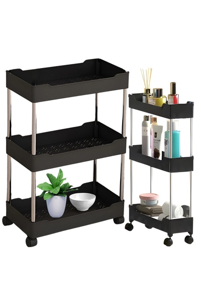 Other Shelving, bathroom, kitchen cabinet, mobile, with wheels, 3 levels, hooks