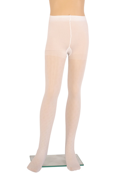 PETRA-ELISA Children's Microfiber Tights 40 DEN with Amalia pattern, White, 11-13 years