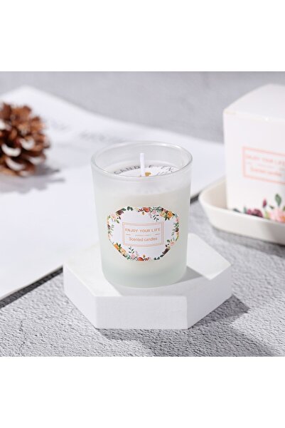 Flippy Scented Candle, White Transparent Cup, Freesia & Pear, Soy Wax, 6.2 x 5.2 cm