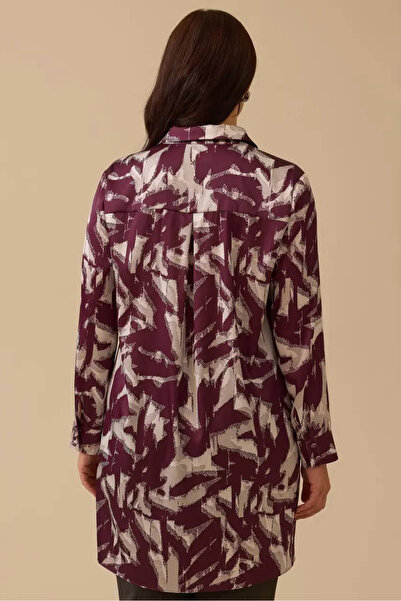 Galaxie Women's Plus Size Patterned Shirt Tunic - Plum