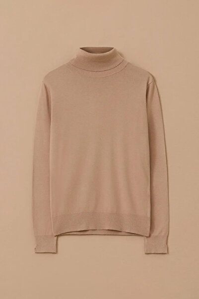 SEÇİL Bluză tricotată cu gât complet pentru femei - Camel