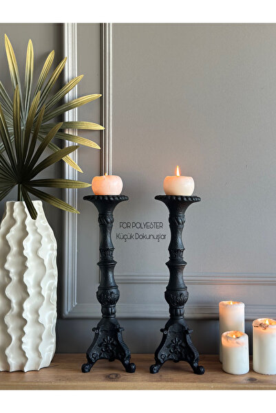 FOR POLYESTER Küçük Dokunuşlar 2’li Şamdan Mumluk Takım Biblo/dekor/Masa-Sehp...