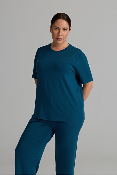 Hays Kadın Plus Size Modal İki İplik Kısa Kollu T-shirt