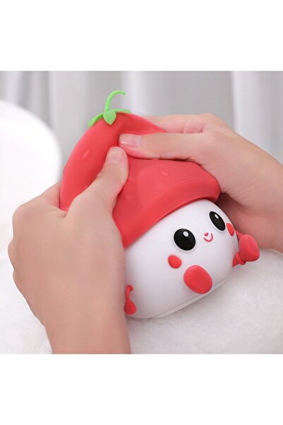 Flippy Kids Night Light, Silicone Strawberry, Touch Sensor, Warm Eye-Friendly Light, USB, 1200mAh, R