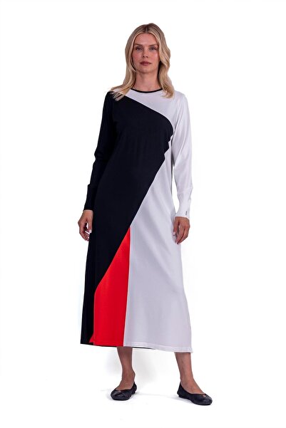 Invee Gometrik Knitwear Dress Black