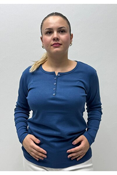 QYA Clothing Tricou basic cu mânecă lungă, 100% bumbac, croială largă