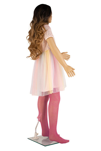 PETRA-ELISA Children's Microfiber Tights 40 DEN with Ioana pattern, Raspberry Red, 11-13 years