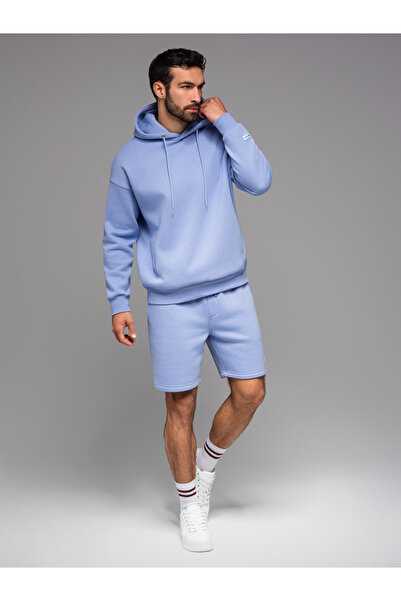 OMBRE Unisex teplákové kraťasy se stahovací šňůrkou v pase - levandulové V9 OU-SRBC-0101 XL/XXL