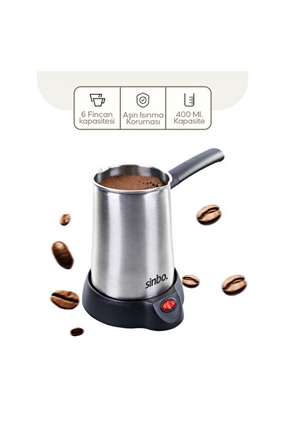 Go İthalat Steel Electric Coffee Pot Turkish Coffee Maker - 6 Cups=400Ml Double-Way Pouring Mouth Can Rotate 360 Degrees