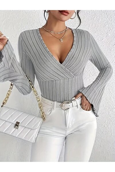 bemmoda Women's Stripe Pattern Cotton Spanish Sleeve Detail Blouse