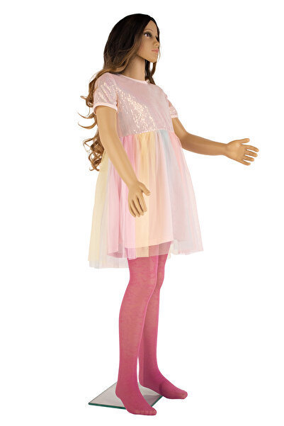 PETRA-ELISA Children's Microfiber Tights 40 DEN with Ioana pattern, Raspberry Red, 11-13 years