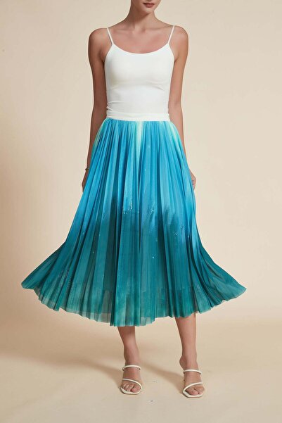 Yola Graphic Print Pleated Midi Skirt