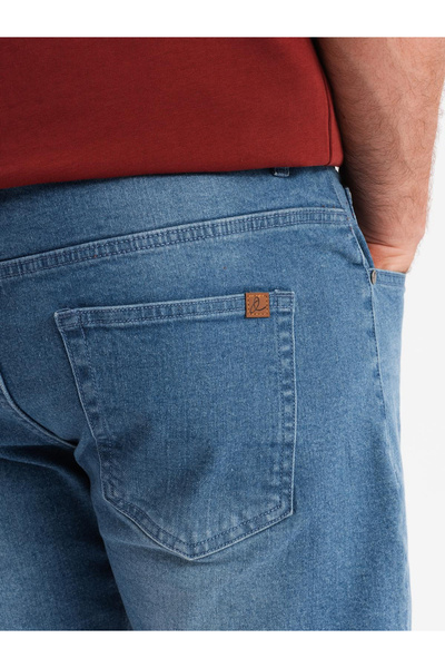 OMBRE Pánské džínové kraťasy s ohrnutými nohavicemi - modré V2 OM-SRDS-0164 M