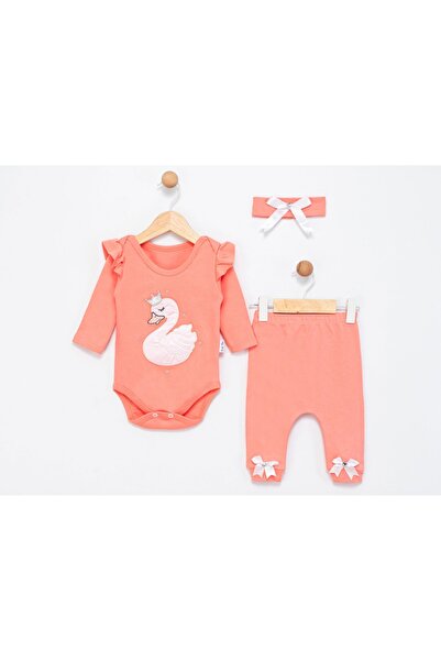 Gaye Bebe Kuğu Nakışlı Kız Bebe Takımı