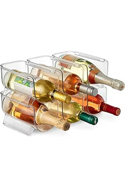 Generic Seseno Set of 6 Wine and Water Bottle Organizer, Stackable Plastic Wine Rack Holder for Pantry, Kitc