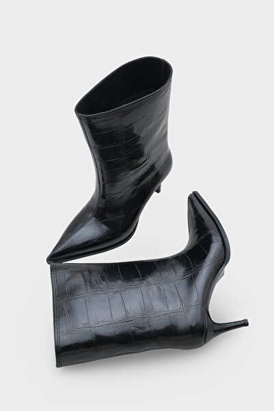 LOJO Cizme cu toc de zi cu zi cu model de șarpe cu vârf ascuțit pentru femei Kyra