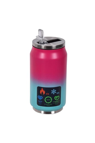 SHOPIENS Stainless Steel Thermal Mug, Light Green/Fuchsia Gradient, 300 ml