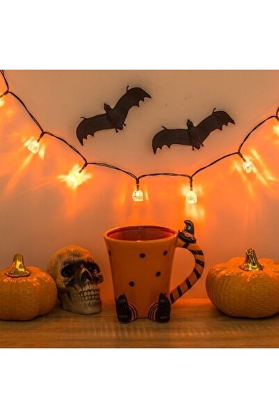 SHOPIENS Cana Halloween Ceramica Portocalie 3D Cu Vrajitoare Picioare Si Palarie 450ml