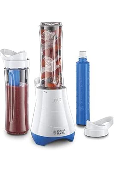 Generic راسل هوبز (21351) جهاز صنع العصائر المثلجة - خلاط محمول بقوة 300 واط، زجاجتان سعة 600 مل، ثلج