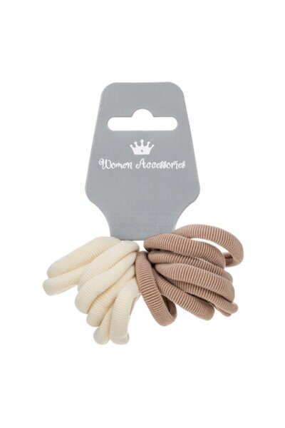 SHOPIENS Set 14 elastice de păr Shopiens® pentru femei, culori ecru și bej