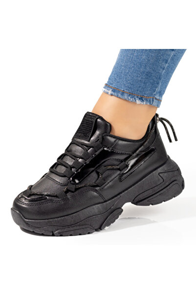 Modlet.ro Pantofi sport negri cu șireturi pentru femei MOD10358