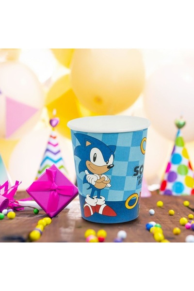 SHOPIENS Set 6 Pieces Disposable Party Cups for Kids Sonic 240ml
