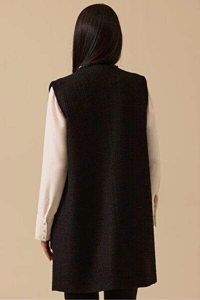 SEÇİL Women's Button Detailed Long Vest - Black