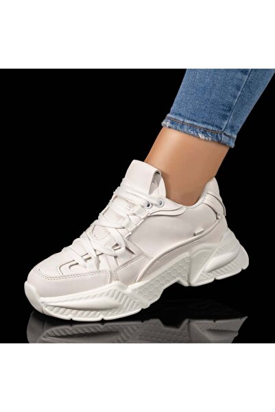 Modlet.ro Pantofi sport albi pentru femei cu talpă groasă MOD10068