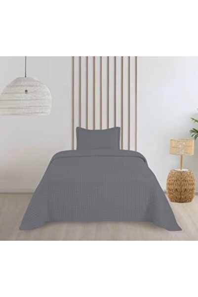 Bella Home Tek Kişilik Sonnia Yatak Örtüsü Seti - Koyu Gri