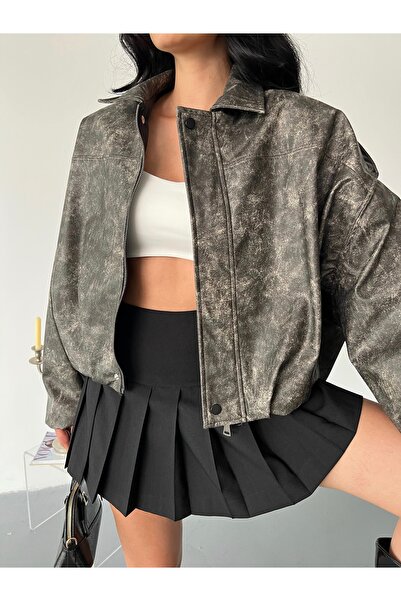 Friday Mood Dámská kožená bunda bomber oversize