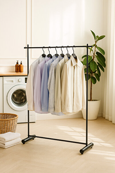 MARIA HOMES حامل ملابس معدني أسود 128×169 سم – حامل ملابس متين