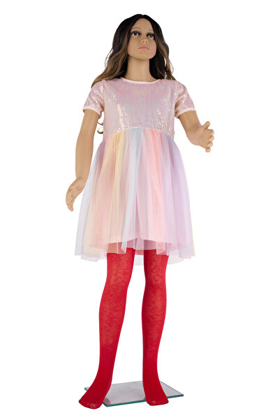 PETRA-ELISA Children's Microfiber Tights 40 DEN with Ioana pattern, Red, 9-11 years