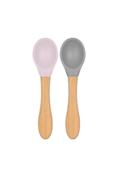 OiOi Food Spoon Set of 2 - Misty Lilac / Powder Gray