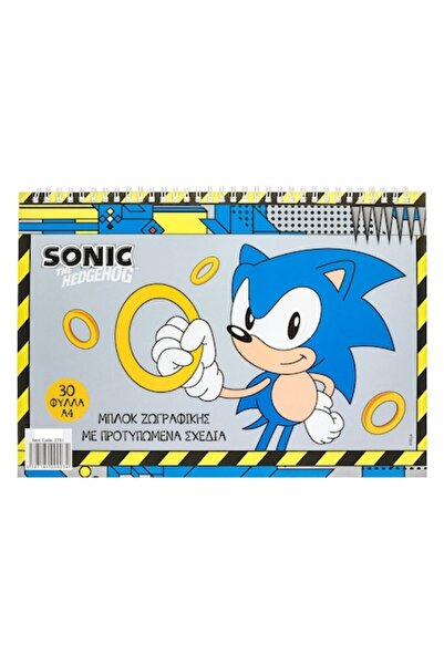 SHOPIENS Bloc de Desen si Colorat Sonic the Hedgehog, 21x29.7 cm, 30 File Pre...