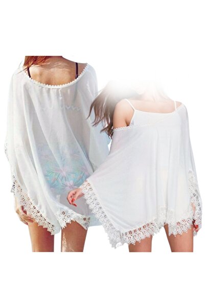 Other Dress, cape, pareo, summer tunic, beach dress, lace, chiffon, white, boho