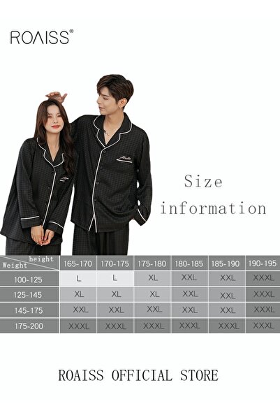 ROAISS 2 Pcs Couple Pajamas Set Long Sleeves Houndstooth Sleepwear for Men and Women Cute Plus Size Loungew