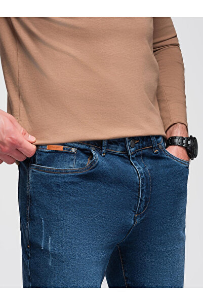 OMBRE Ανδρικό τζιν παντελόνι JOGGERS με κλασικό επίδεσμο - μπλε V2 OM-PADJ-0265 S