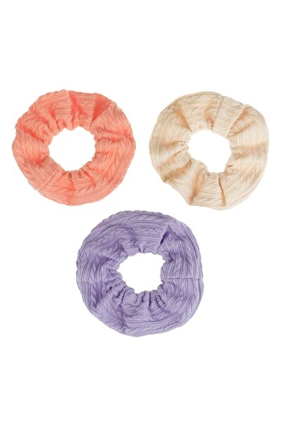 SHOPIENS Set 3 elastice de păr pentru femei, material texturat cu model împle...