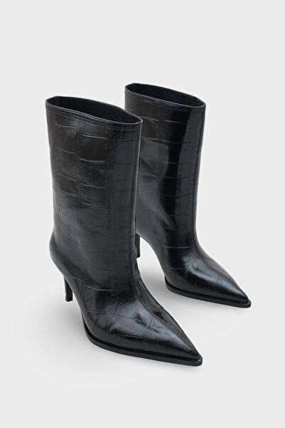 LOJO Cizme cu toc de zi cu zi cu model de șarpe cu vârf ascuțit pentru femei Kyra