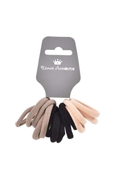 SHOPIENS Set 14 elastice de păr pentru femei, culori negru, somon și nud