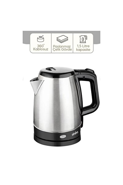 Go İthalat ÇELİK KETTLE 1.7LT GİZLİ REZİSTANS - KABLOSUZ SK-8015 (4887)